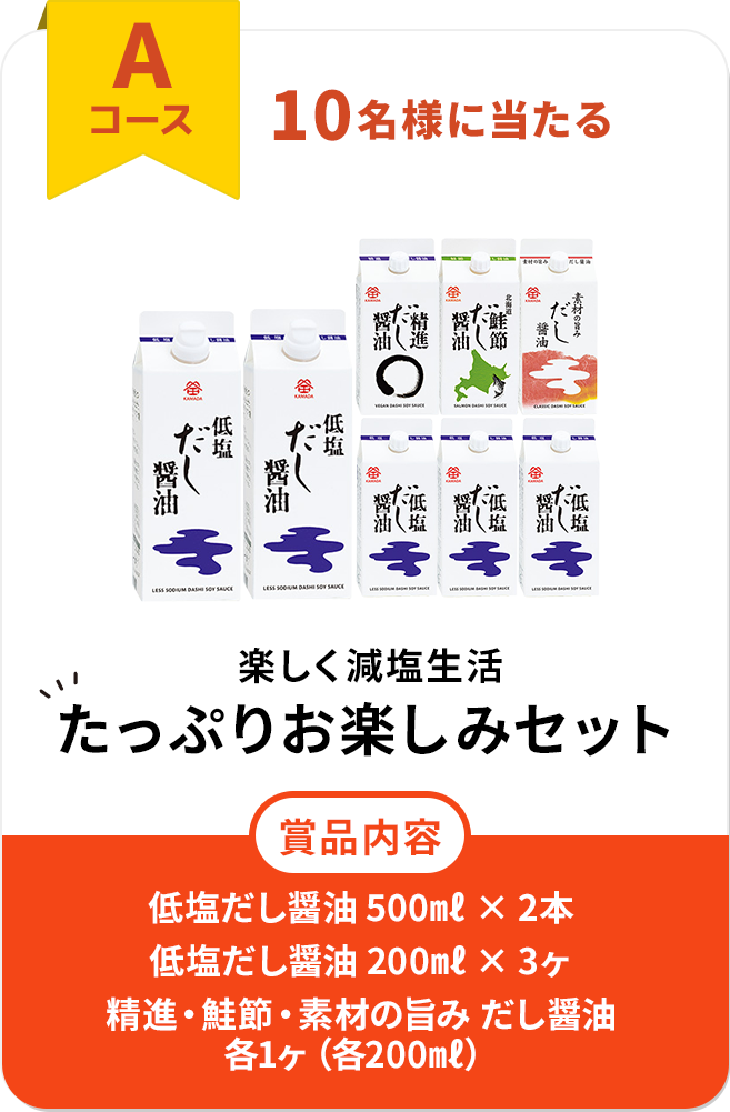 Aコース 10名様に当たる 楽しく減塩生活　たっぷりお楽しみセット
