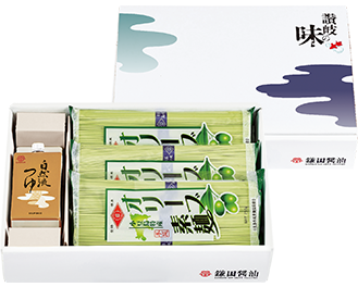 手延べそうめん「島の光」にオリーブの果実を練り込んだ見た目も涼やかな「オリーブ素麺」
