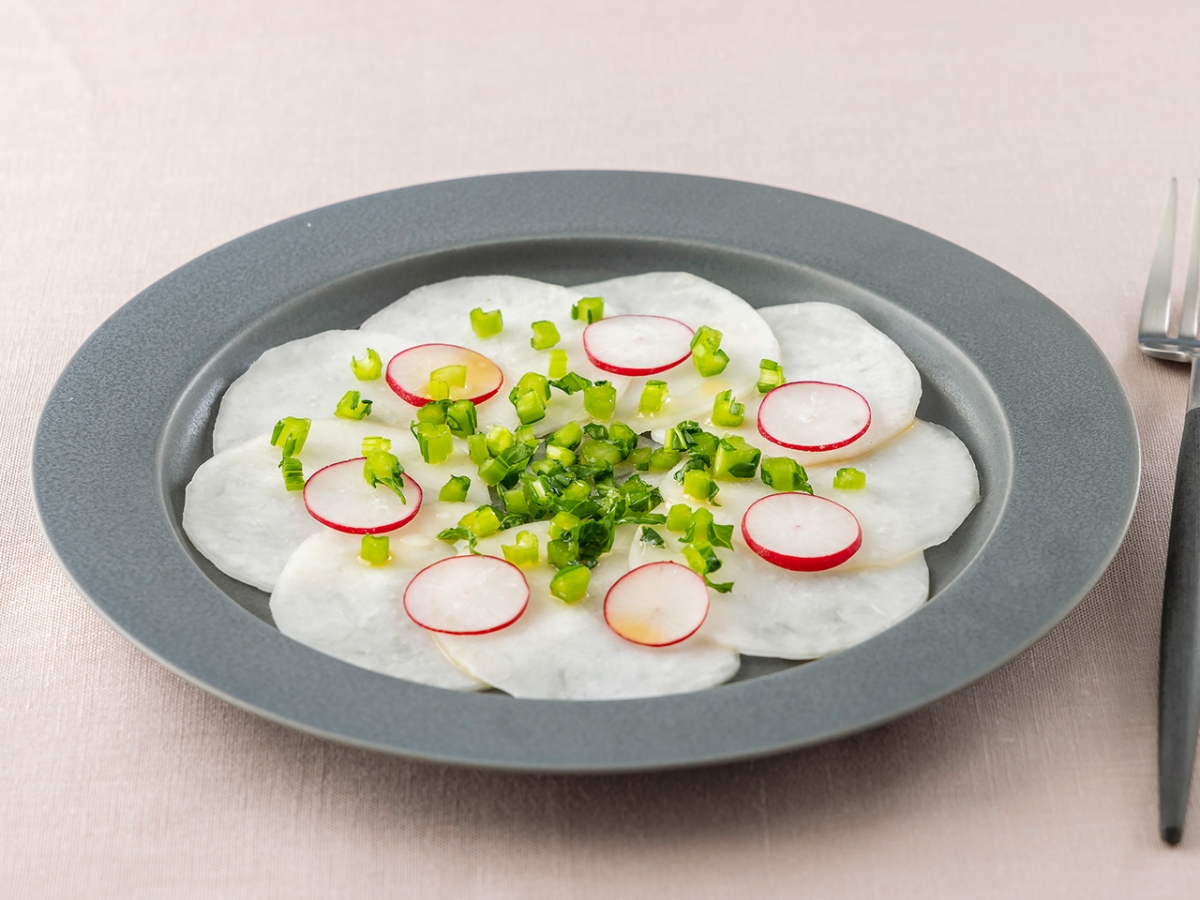 かぶとラディッシュのカルパッチョ｜カマダレシピ｜鎌田醤油（かまだ