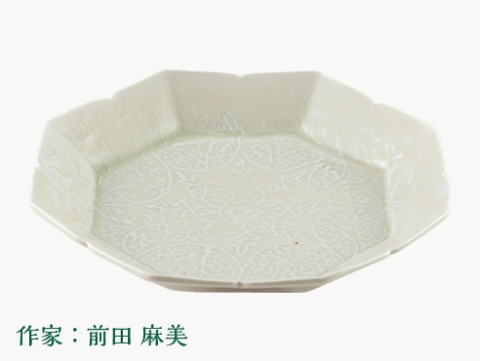 灰青秞花七宝七寸皿