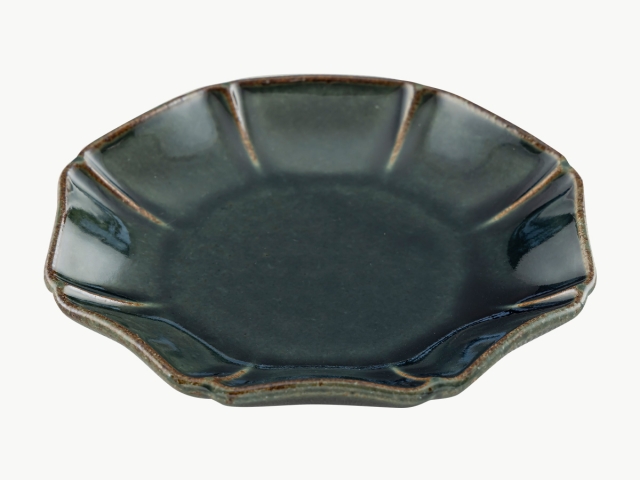 一花小皿（濃緑）