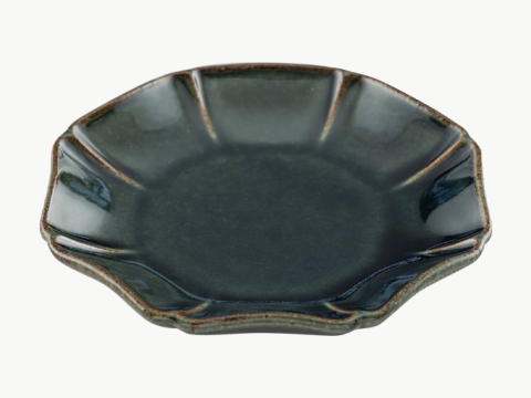 一花小皿（濃緑）