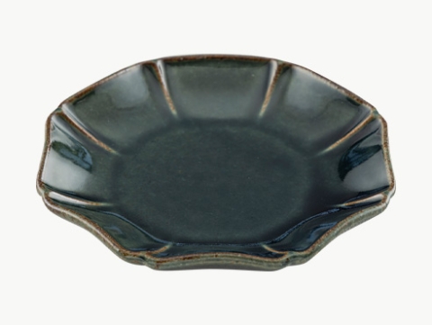 一花小皿（濃緑）