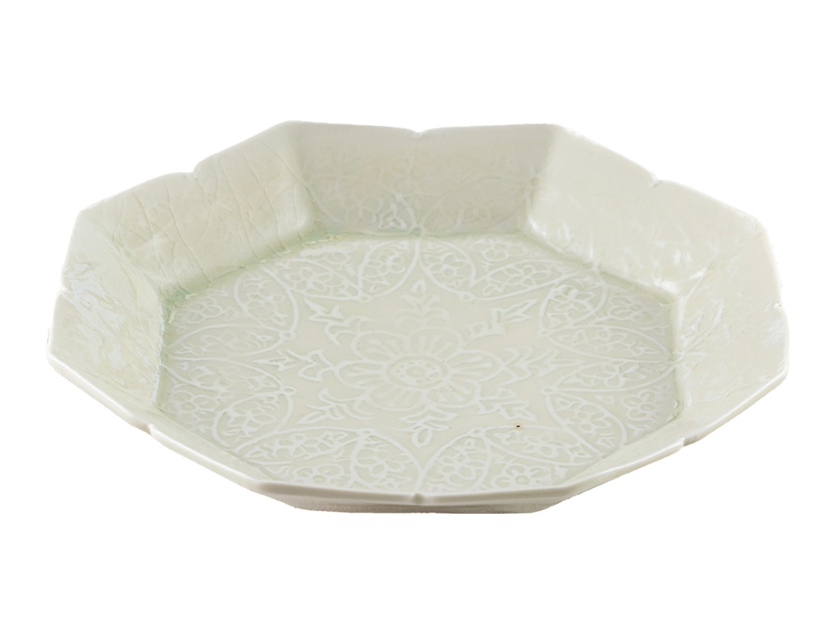 灰青秞花七宝七寸皿