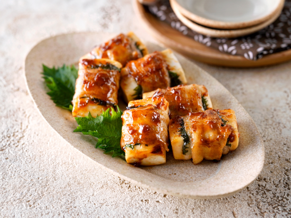 肉巻きはんぺんの梅照焼