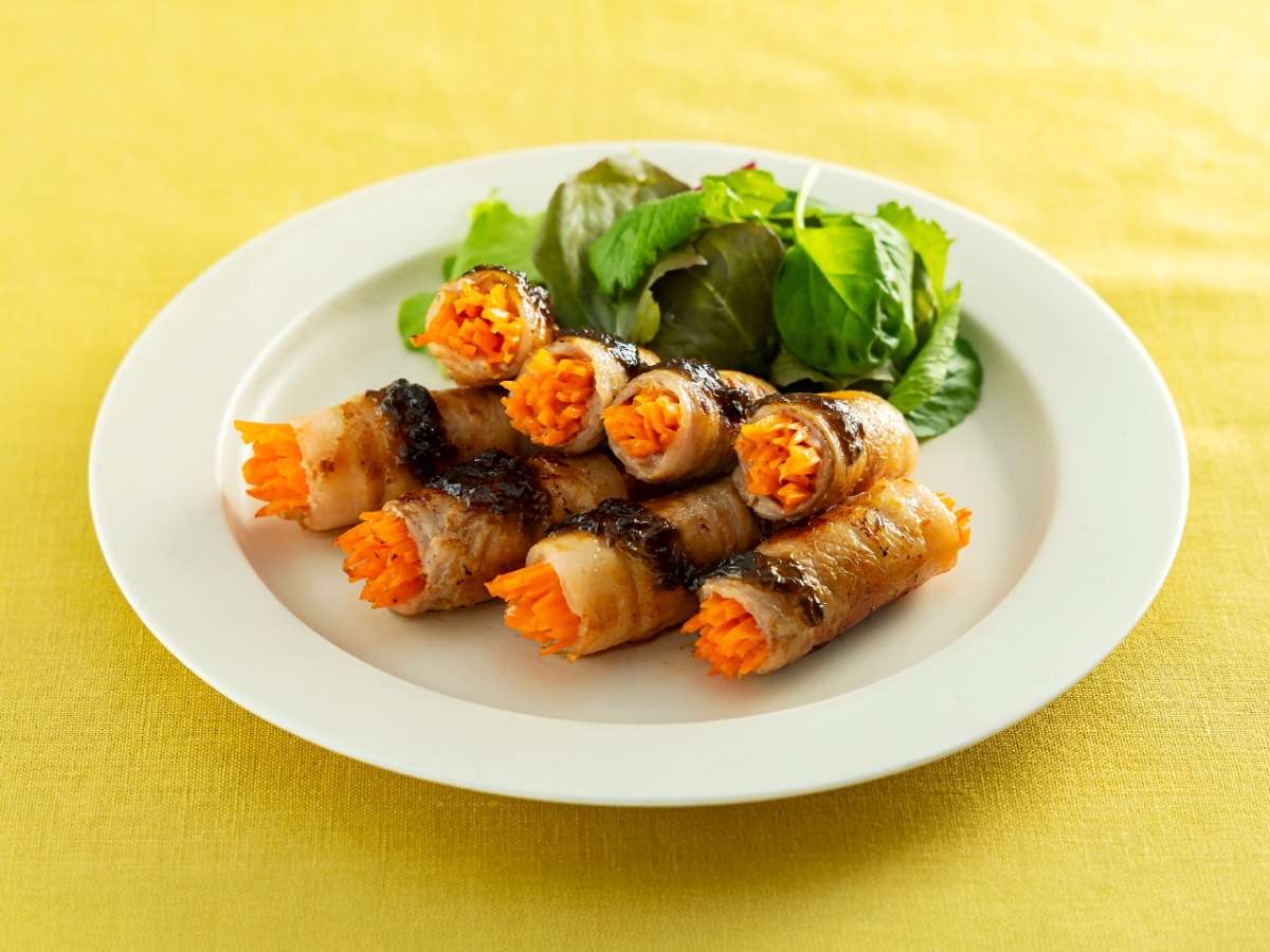 肉巻きの海苔佃煮のせ